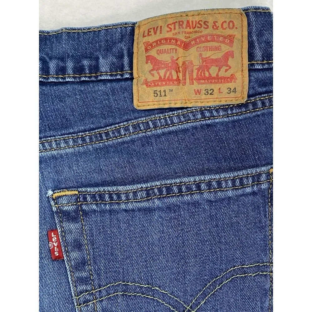 Levis 511 Mens Jeans 32x34 Slim Straight Blue‎ cowboy western rodeo
